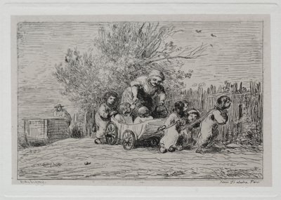Le Voyage en Bateau : Héritage de la Charrette (Les Enfants avec la Charrette) - Charles Francois Daubigny