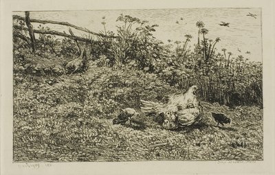 La Poule et ses poussins - Charles Francois Daubigny