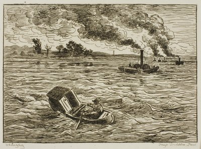 Les bateaux à vapeur (Port brumeux) - Charles Francois Daubigny