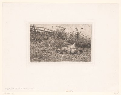 La poule et ses poussins - Charles François Daubigny (attributed to)