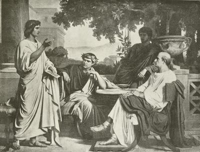 Virgile, Horace et Varius chez Mécène (gravure) - Charles François Jalabert