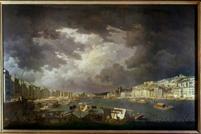 Bords de la Saône à Lyon. À gauche, activités commerciales - Charles François Nivard
