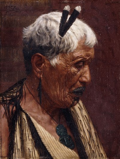 Regardant en arrière - Wiripine Ninia, une cheftaine Ngatiawa - Charles Frederick Goldie