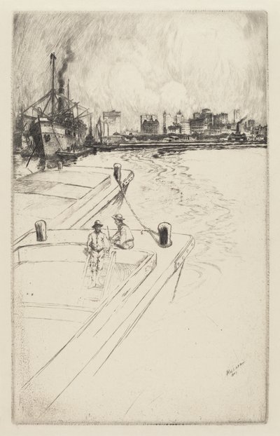 New York depuis le port - Charles Frederick William Mielatz