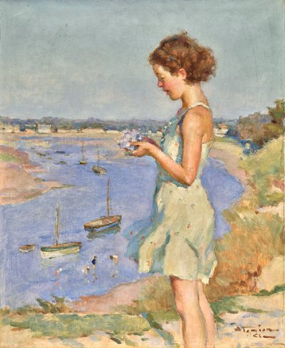 Jeune fille avec un hortensia bleu, Saint-Gilles-Croix-de-Vie - Charles-Garabed Atamian