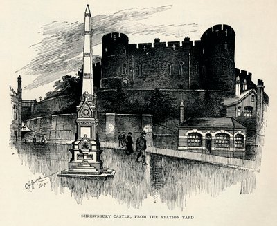 Château de Shrewsbury, depuis la cour de la gare, c. 1893 - Charles George Harper