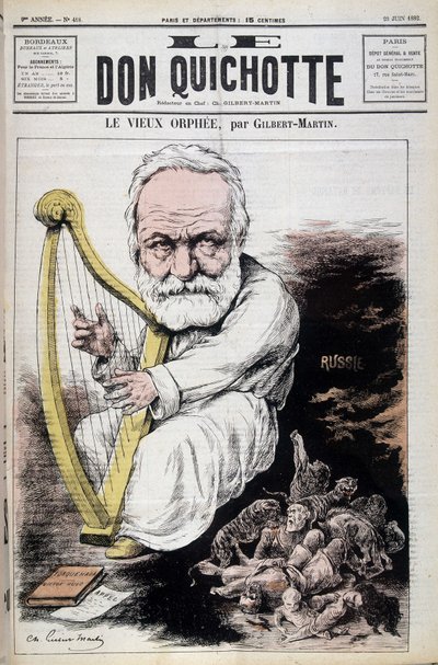 Le Vieux Orphée : caricature sur Victor Hugo et la Russie - par Gilbert-Martin (Gilbert Martin), dans « Don Quichotte » du 23/06/1882 - Charles Gilbert Martin