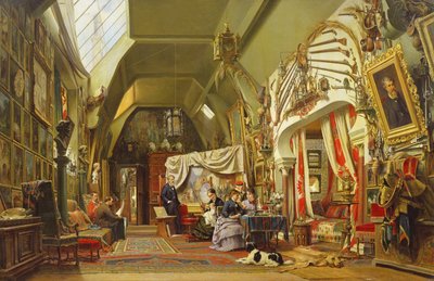 Eugène Giraud (1806-81) dans son atelier avec son frère Charles et son fils Victor - Charles Giraud