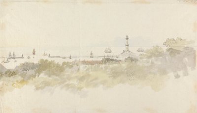 Gênes - Un paysage marin avec des navires - Charles Gore