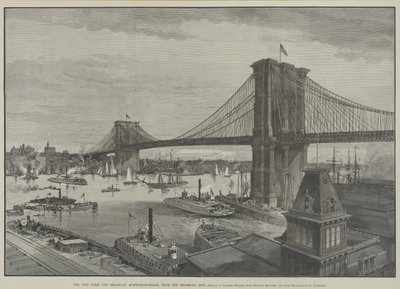 Le pont suspendu de New York et Brooklyn depuis le côté de Brooklyn, fin des années 1800 - Charles Graham