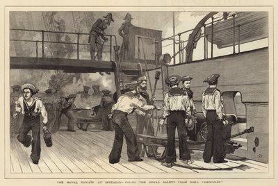 La revue navale à Spithead, tirant la salve royale du HMS Hercules - Charles Green
