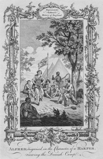 Alfred, déguisé en harpiste, observant le camp danois, 1773 - Charles Grignion