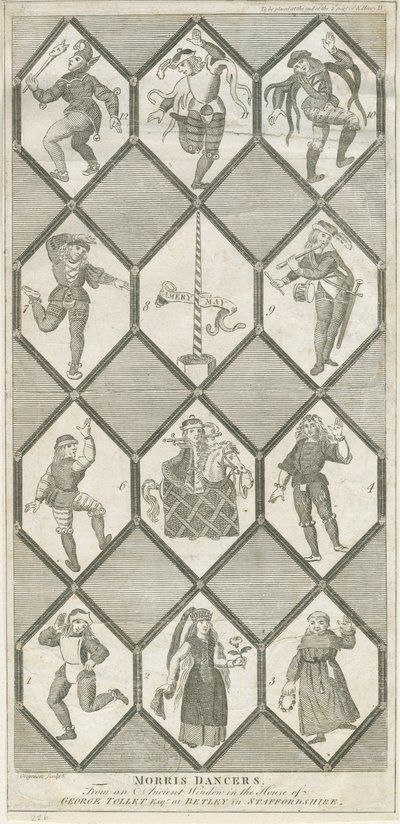 Fenêtre en verre de Betley - Danseurs de Morris : gravure, nd [?18ème siècle] - Charles Grignion