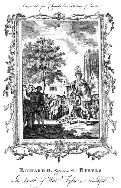 Le roi Richard II apaise les rebelles à la mort de Wat Tyler, Smithfield, 19e siècle - Charles Grignion