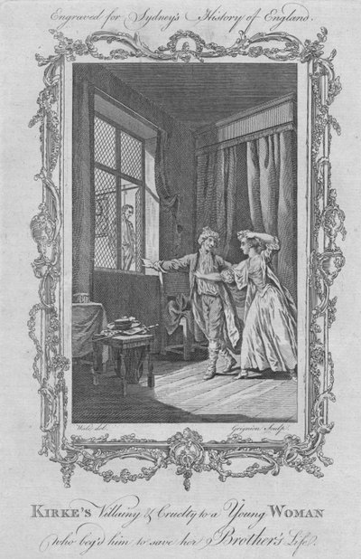 La vilenie et la cruauté de Kirke envers une jeune femme qui le suppliait de sauver la vie de son frère, 1773 - Charles Grignion