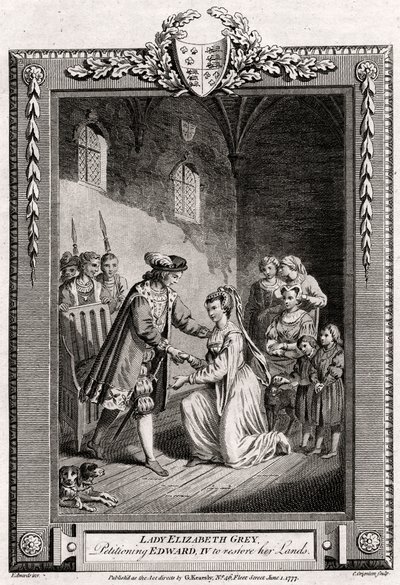 Lady Elizabeth Grey, suppliant Édouard IV de lui restituer ses terres - Charles Grignion