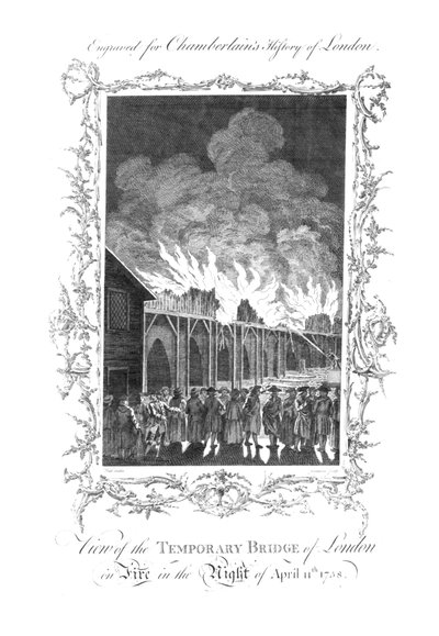 Vue du Pont Temporaire de Londres en Feu...1758, vers 1770 - Charles Grignion