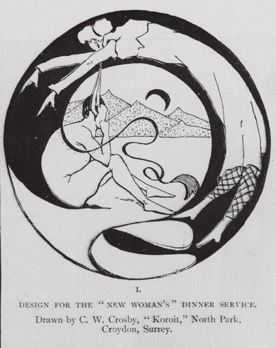 Dessin pour le service de table de la Nouvelle Femme (gravure) - Charles H. (after) Crosby