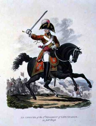 Un Officier du 2e Régiment des Life Guards en tenue de cérémonie, gravé par Joseph Constantine Stadler - Charles Hamilton (after) Smith