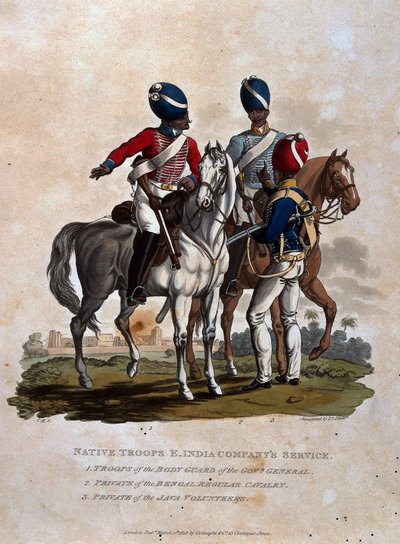 Troupes indigènes, service de la Compagnie des Indes orientales, troupes de la garde du corps du gouverneur général, soldat du régulier du Bengale, de 