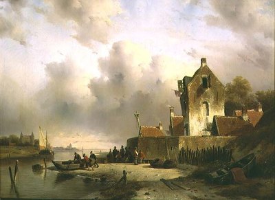 Estuaire avec des pêcheurs près d