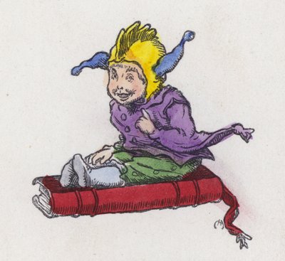 Figure assise sur un livre et portant un chapeau de bouffon - Charles Henry (after) Bennett