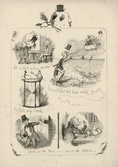 Page de Proverbes avec illustrations de Charles H Bennett - Charles Henry (after) Bennett