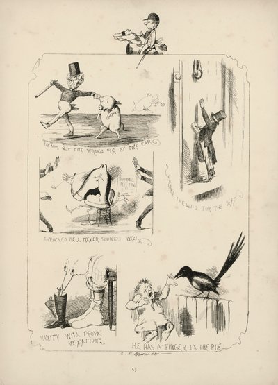 Page des Proverbes avec des illustrations de Charles H Bennett - Charles Henry (after) Bennett