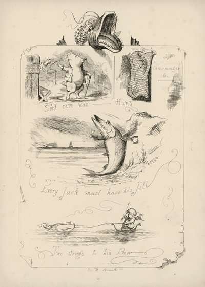 Page des Proverbes avec illustrations de Charles H Bennett - Charles Henry (after) Bennett