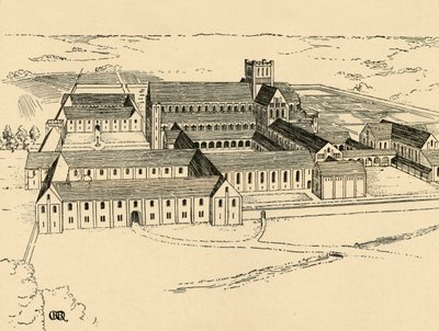 Extérieur du monastère bénédictin, 1931 - Charles Henry Bourne Quennell