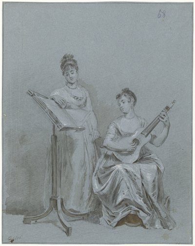 Deux dames faisant de la musique - Charles Howard Hodges