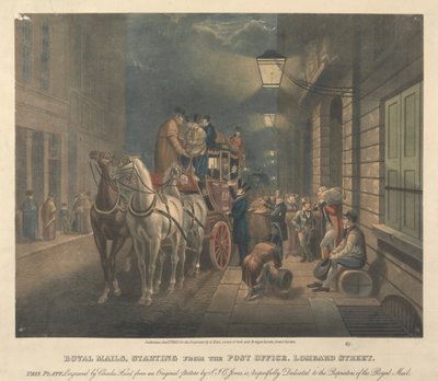 Courriers royaux, départ du bureau de poste, Lombard Street - Charles Hunt
