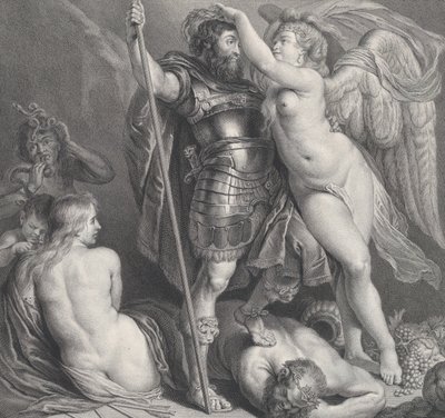 Héros couronné par la Victoire, qui place une couronne de laurier sur sa tête, Vénus et Cupidon, vers 1735-61 - Charles Hutin