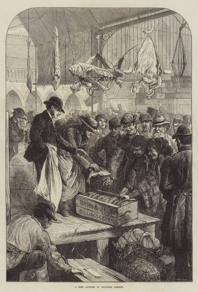 Vente aux enchères de poissons au marché de Columbia - Charles J. (after) Staniland