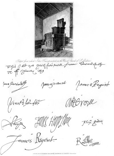 La chaire de John Knox et signatures de plusieurs personnalités éminentes, XVIe siècle, 1840 - Charles J. Smith