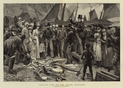 Vente de poisson sur la plage, Hastings - Charles J. Staniland