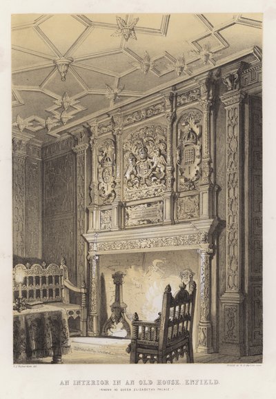 Un intérieur dans une vieille maison, Enfield, connue sous le nom de palais de la reine Elizabeth - Charles James Richardson