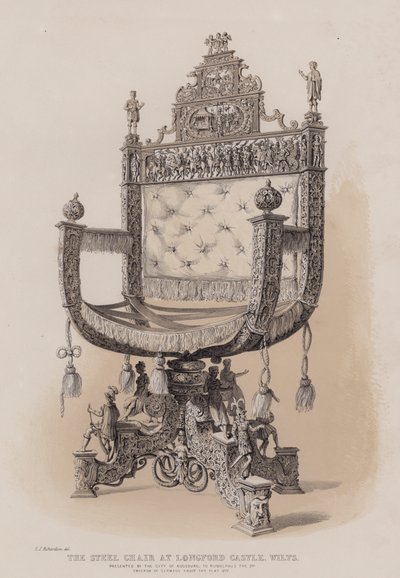 La chaise en acier au château de Longford, Wilts, présentée par la ville d