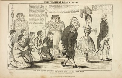 Les unionistes de Dorchester implorant la clémence de leur roi, caricature sur le sujet des martyrs de Tolpuddle - Charles Jameson Grant
