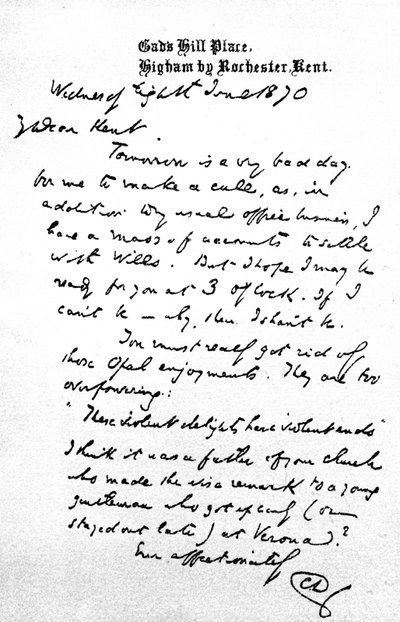Lettre à Charles Kent, écrite de Gad
