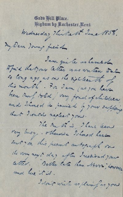 Lettre à Francis G. Waugh, 30 juin 1858 - Charles John Huffam Dickens