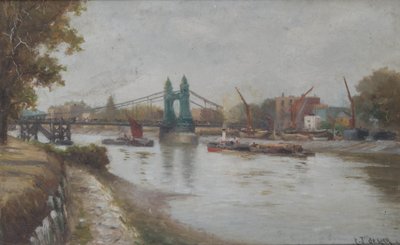 Pont de Hammersmith - le présent - après 1887 - vue depuis la rive du Surrey - Charles John de Lacy