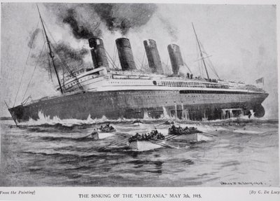 Le naufrage du Lusitania, 7 mai 1915, illustration tirée de 