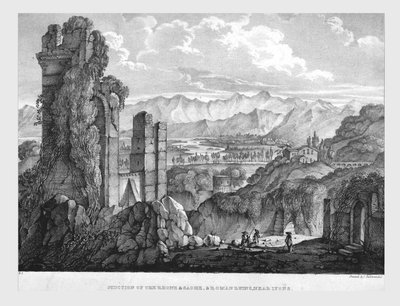 Jonction du Rhône et de la Saône, ruines romaines près de Lyon, vers 1835 - Charles Joseph Hullmandel