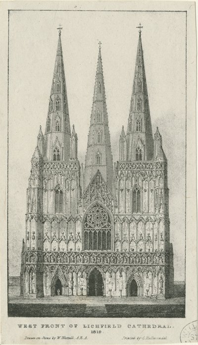 Cathédrale de Lichfield - Façade ouest - Charles Joseph Hullmandel