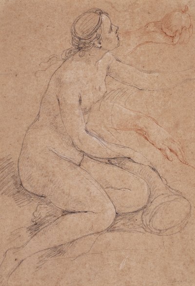 Une nymphe appuyée sur une corne d