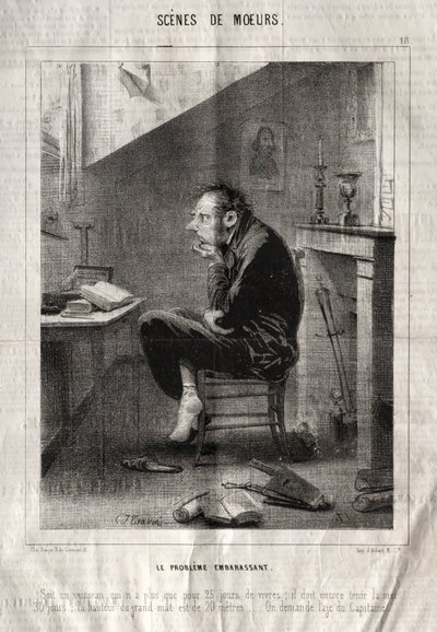 Scènes de Moeurs: Le Problème embarrassant - Charles Joseph Traviès de Villers