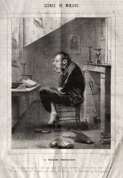 Scènes de Moeurs : Le Problème embarrassant... - Charles Joseph Traviès de Villers