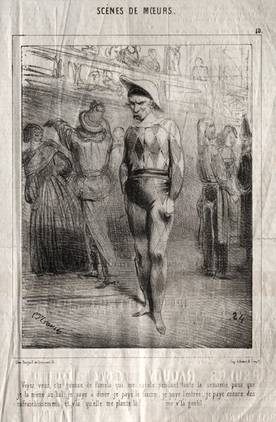Scènes de mœurs : Voyez-vous, cette queuse de Pamela qui me cajole pendant toute la semaine pour que je la mène au bal... - Charles Joseph Traviès de Villers