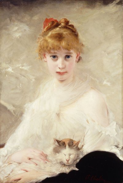 Jeune Fille avec Chat - Charles Joshua Chaplin